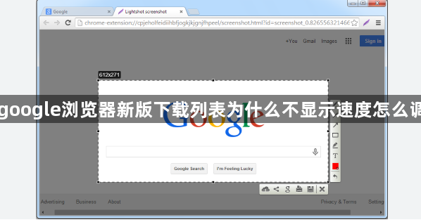 google浏览器新版下载列表为什么不显示速度怎么调1