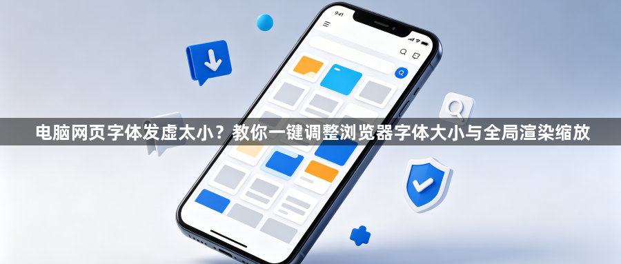 电脑网页字体发虚太小?教你一键调整浏览器字体大小与全局渲染缩放1
