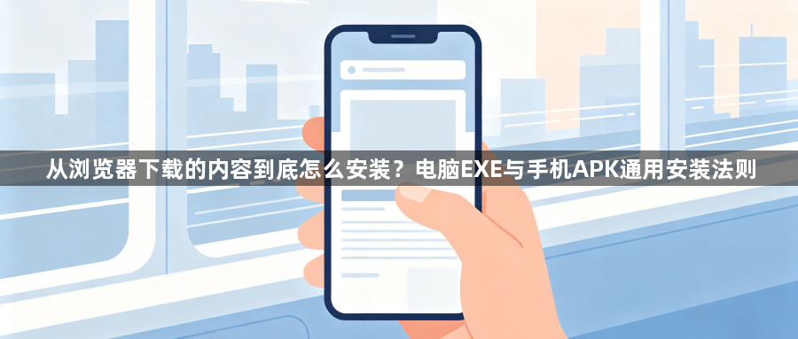 从浏览器下载的内容到底怎么安装？电脑EXE与手机APK通用安装法则1